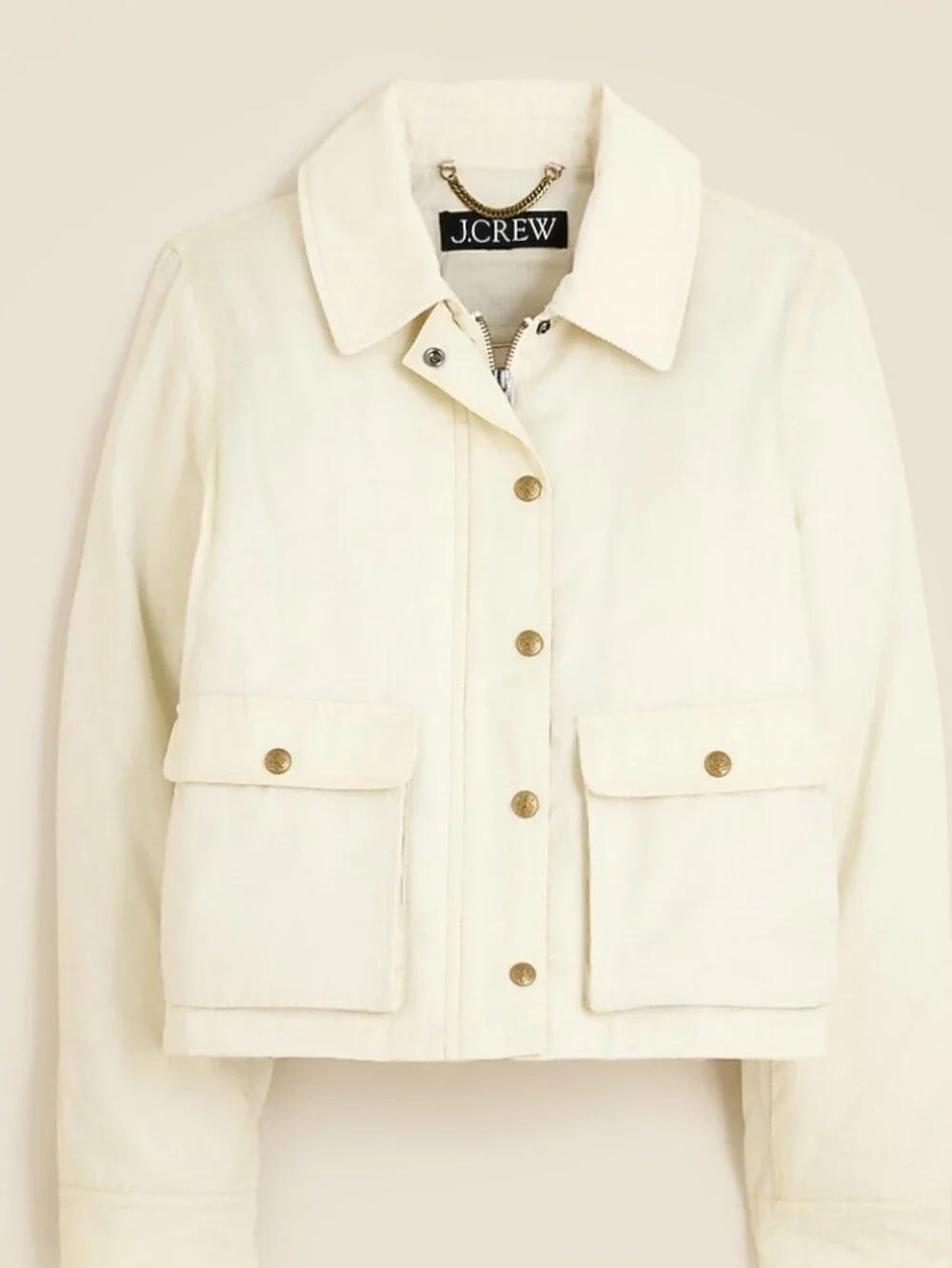 J.Crew Women’s Cropped Barn Jacket™ in ripstop cotton Sz XL $228 Cream - Picture 3 of 11